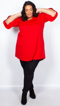 CurveWow Longline Blouse Red