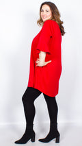 CurveWow Longline Blouse Red