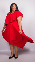 Kady One Shoulder Red Midi Dress