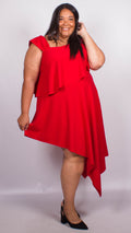 Kady One Shoulder Red Midi Dress