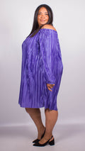 Mollie Purple Off The Shoulder Pleat Dress