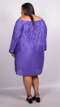 Mollie Purple Off The Shoulder Pleat Dress