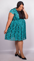 Stacey Blue Scallop Lace Skater Dress