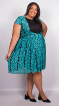 Stacey Blue Scallop Lace Skater Dress
