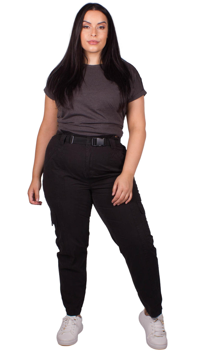 Abbie Belted Cargo Trousers Black