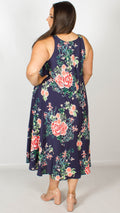 Deana Navy Floral Print Swing Dress