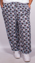 Scarlett Navy Pull on Printed Trousers