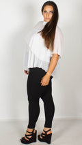 Carly White Sheer Double Layer Top