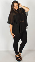 Carly Black Sheer Double Layer Top