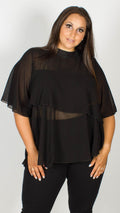 Carly Black Sheer Double Layer Top