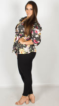 Cindy Floral Wrap Top with Frilled Shoulders