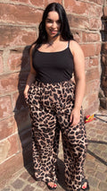 CurveWow Leopard Print Wide Leg Trousers