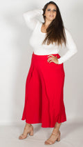 Bianca Red Wrap Front Culottes