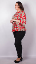 Jasmine Red Floral Front Knot Top