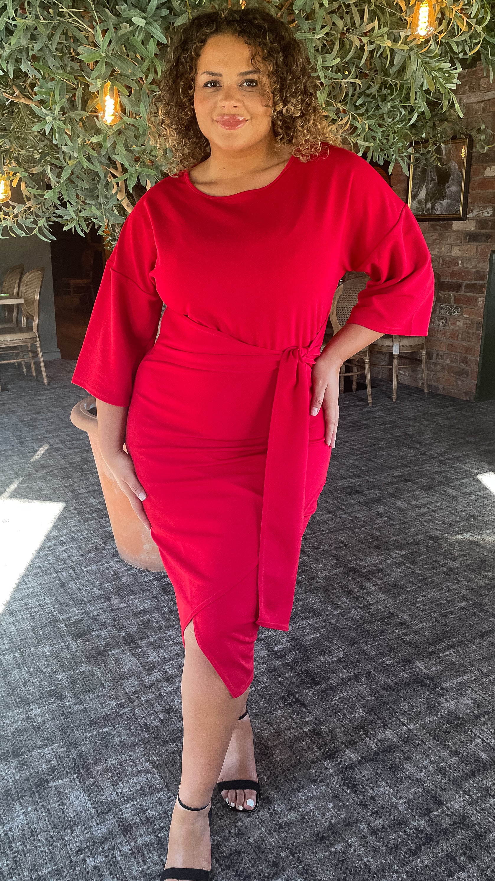 red kimono sleeve dress Petite Kimono Sleeve Crepe Gown