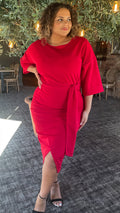 CurveWow Kimono Sleeve Dress Red