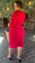 CurveWow Kimono Sleeve Dress Red