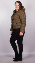 Fiona Khaki Duffle Style Hooded Puffer Jacket
