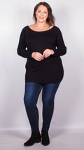 Leah Black Long Sleeve Fine Knit Jumper