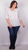 Evelyn Starry Night Ruffle White Blouse