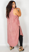 Lexi Sleeveless Pink Collared Shirt Dress