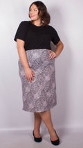 CurveWow Lilac Animal Print Midi Skirt