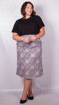 CurveWow Lilac Animal Print Midi Skirt