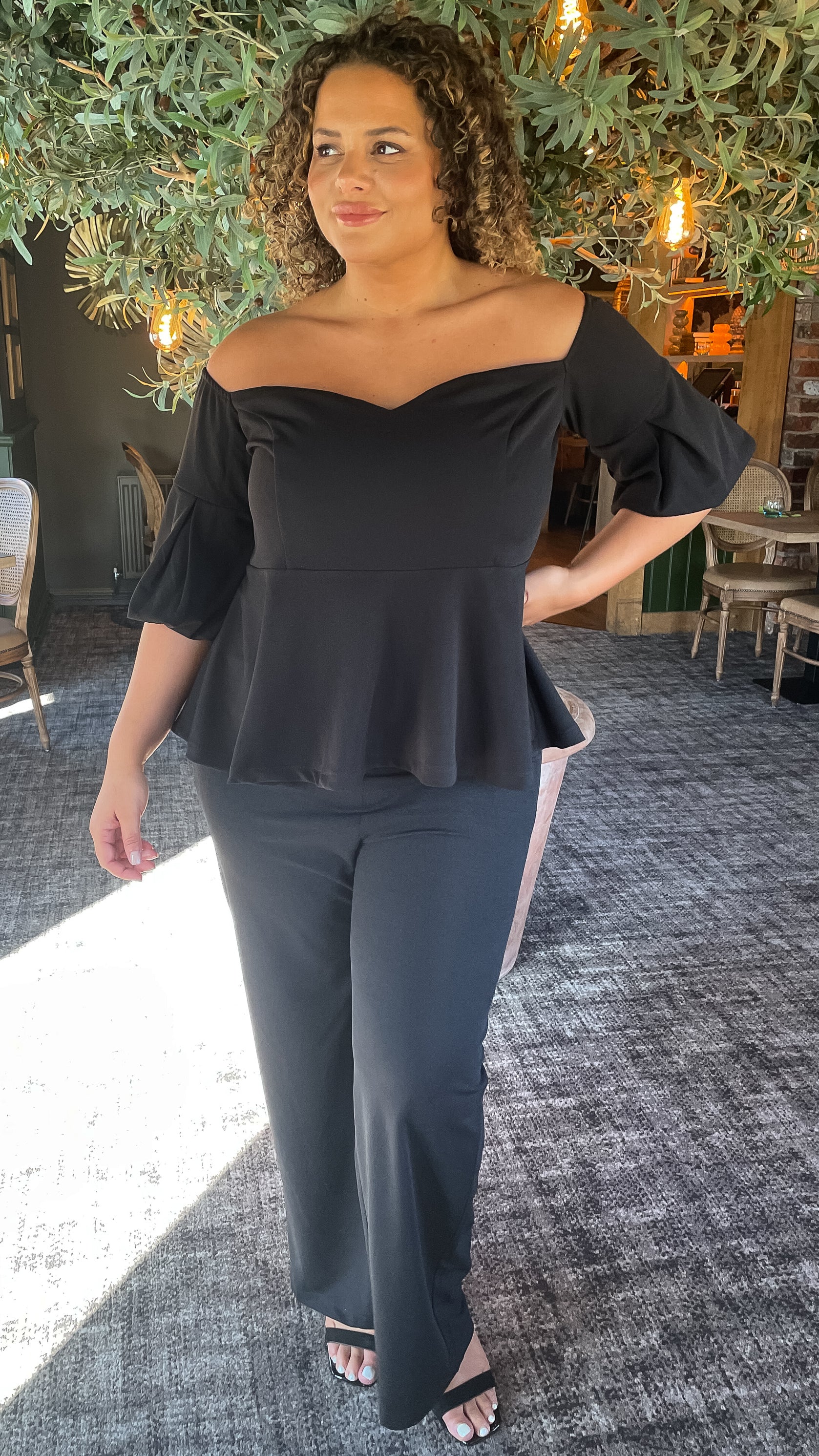 CurveWow Wide Leg Scuba Crepe Trouser Black