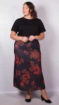 CurveWow Rose Print Maxi Skirt