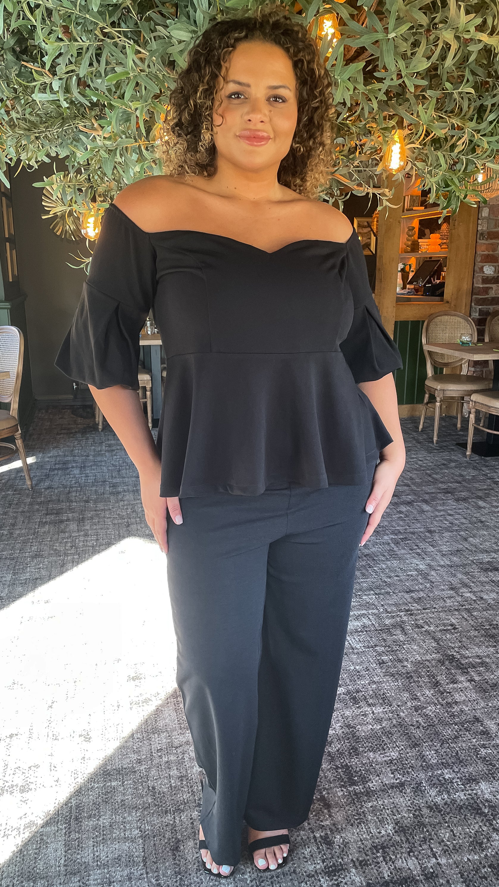 CurveWow Wide Leg Scuba Crepe Trouser Black