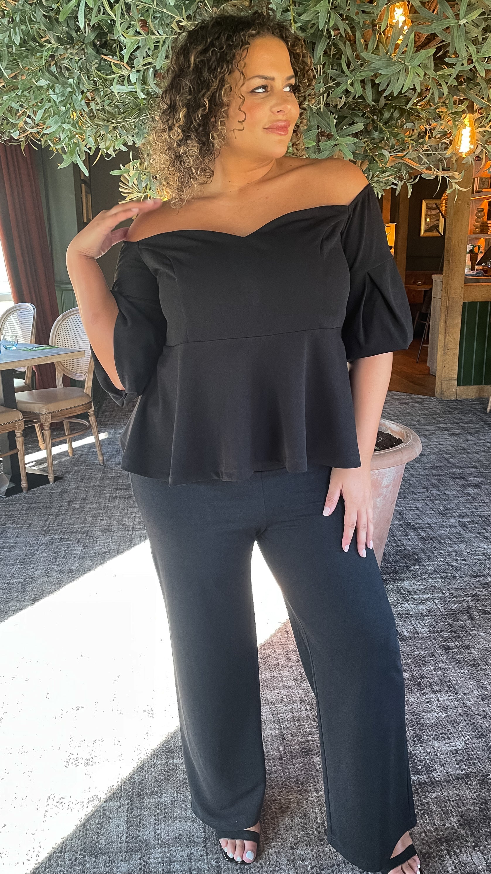 CurveWow Wide Leg Scuba Crepe Trouser Black