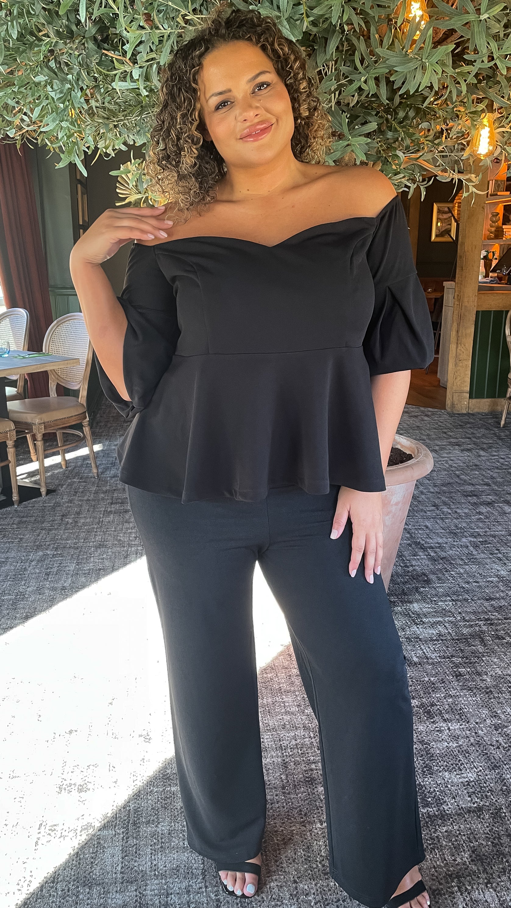 CurveWow Wide Leg Scuba Crepe Trouser Black