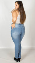 Linnea Slim Fit High Waisted Light Denim Jeans with Belt