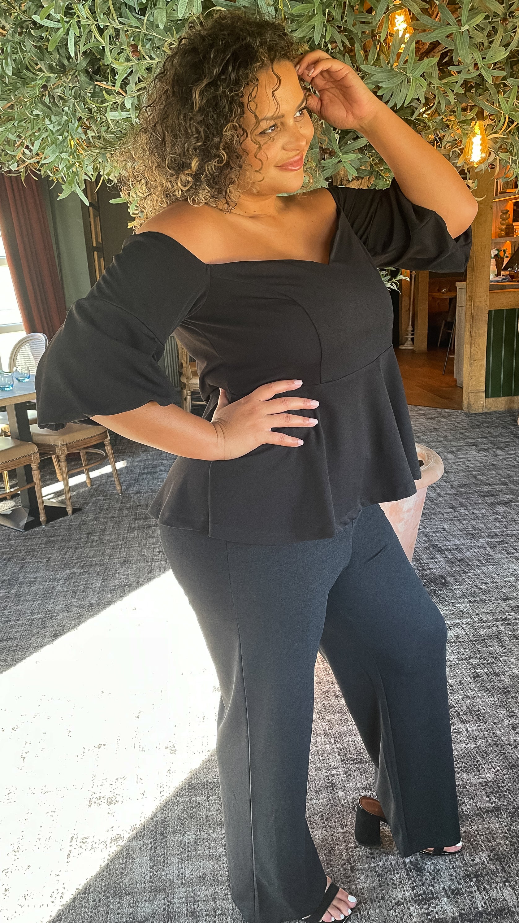 CurveWow Wide Leg Scuba Crepe Trouser Black