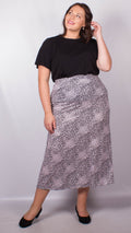 CurveWow Lilac Animal Print Maxi Skirt