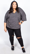 CurveWow Grey and Black Spot Cape Top