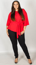 Blair Red Knot Front Blouse with Keyhole Detail