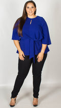Blair Blue Knot Front Blouse with Keyhole Detail