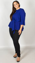 Blair Blue Knot Front Blouse with Keyhole Detail