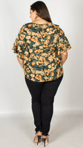 Trinity Floral Top With Ruffle Sleeves