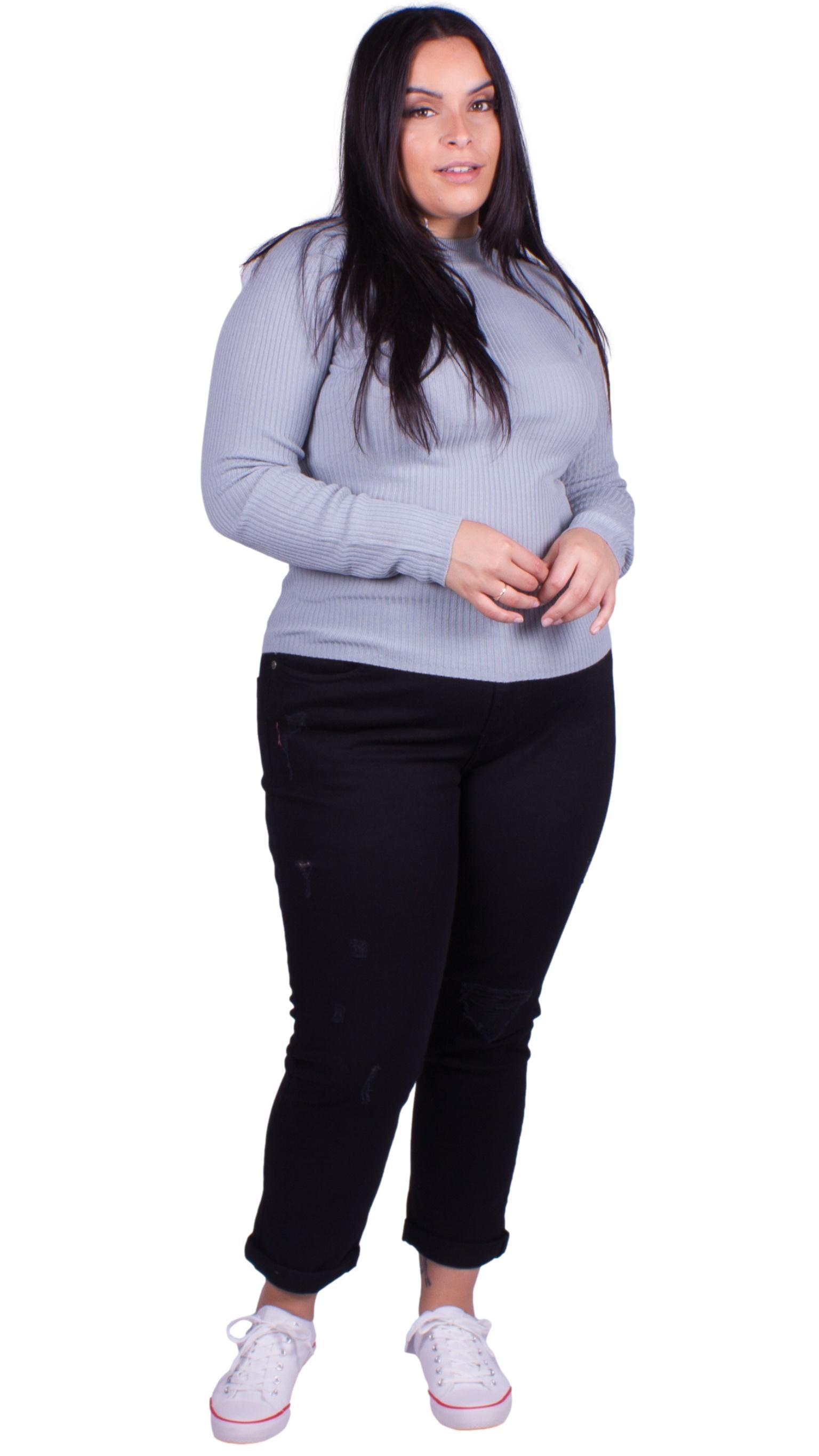 Ariella Ribbed Knit Turtleneck Jumper Blue