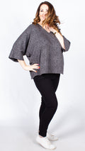 CurveWow Grey and Black Spot Cape Top