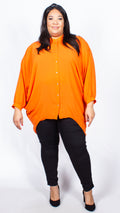 Deena Long Sleeve Orange Batwing Tunic Shirt