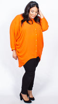 Deena Long Sleeve Orange Batwing Tunic Shirt