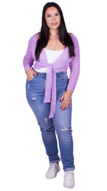 CurveWow Tie Front Shrug Lilac