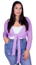 CurveWow Tie Front Shrug Lilac