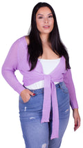 CurveWow Tie Front Shrug Lilac