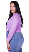 CurveWow Tie Front Shrug Lilac