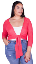 CurveWow Tie Front Shrug Coral