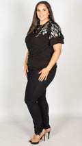 Trini Black Lace Up Embroidered Top